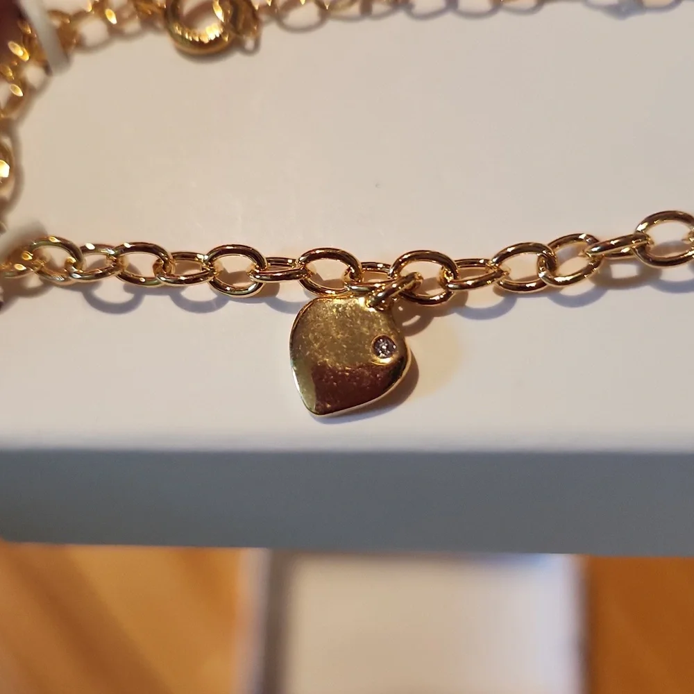 Junior Jewels Kids' Gold Tone Sterling Silver Diamond Accent Heart Bracelet